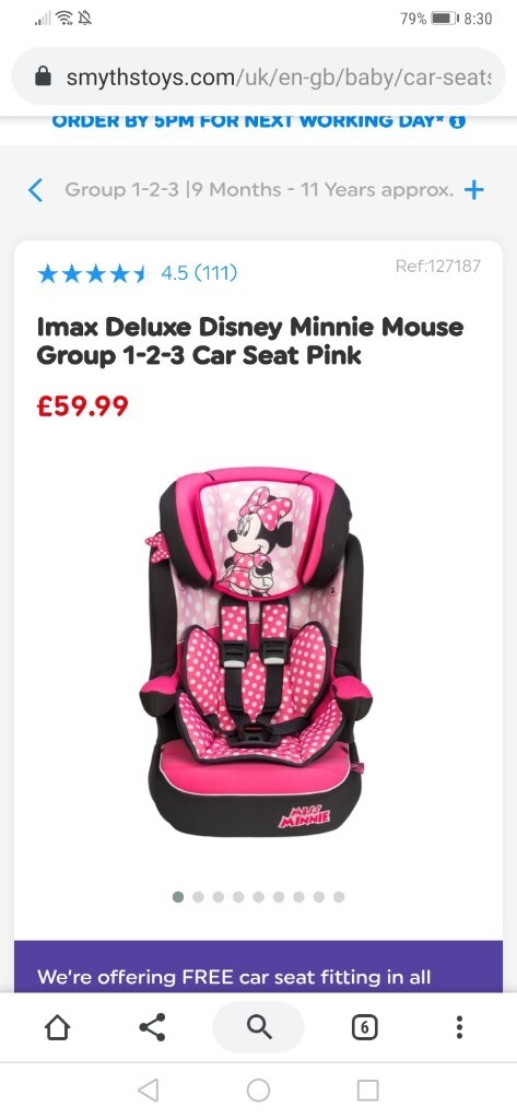 minnie mouse car seat smyths